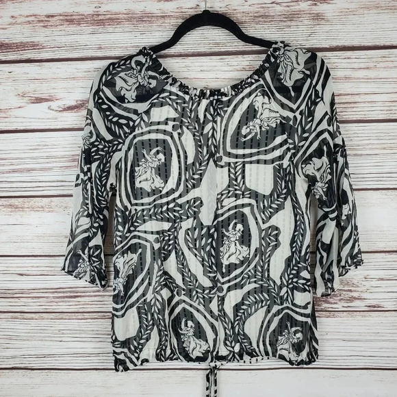 Diane Von Furstenberg DVF Womens Size 4 "Chiara" Toile Printed Silk Blouse Top - Picture 8 of 10